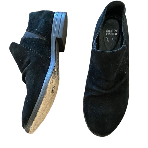 Eileen Fisher “Leaf “Bootie Black Suede Size 8 1/2, slip on - Picture 1 of 6